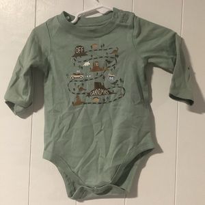 3-6 Months Long Sleeve Green Onesie Off to Grandmas